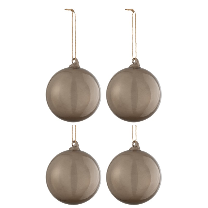 Boite de 4 boules de Noël en verre gris 10.5x10.5x10 cm