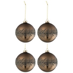 Boite de 4 boules de Noël en verre marron 10x10x10 cm