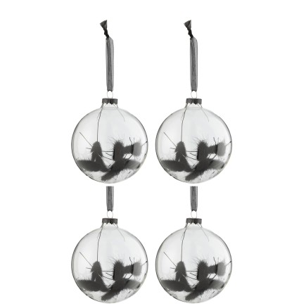 Boite de 4 boules de Noël en verre transparent 10x10x10 cm