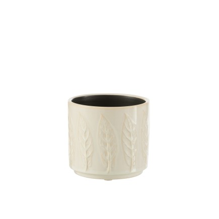 Cache-pot en céramique blanc 13x13x11 cm