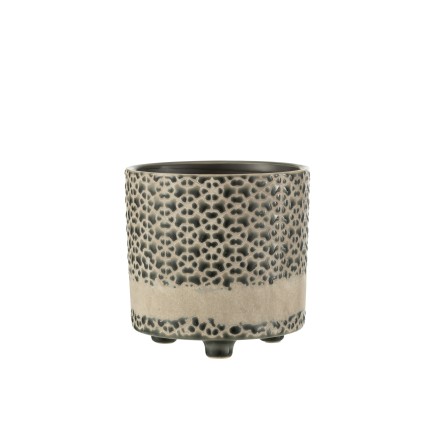 Cache-pot en céramique gris 14x14x14.5 cm
