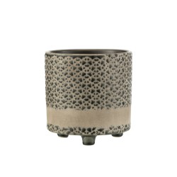 Cache-pot en céramique gris 16.5x16.5x17 cm