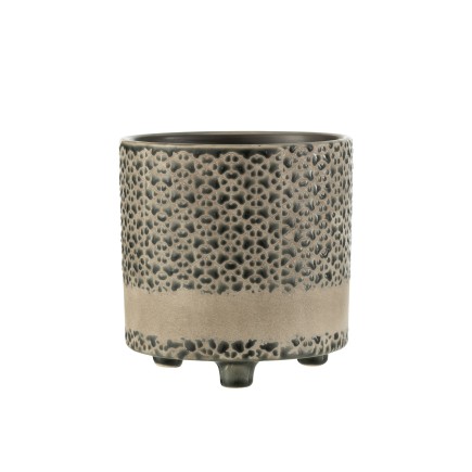 Cache-pot en céramique gris 16.5x16.5x17 cm