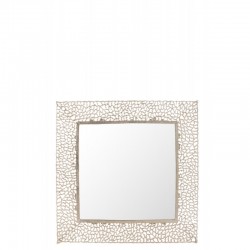 Miroir carré avec décoration corail en métal champagne 71x1x71cm
