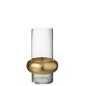 Vase cylindrique avec bague or en verre transparent 14x14x25 cm Vase cylindrique avec bague or en verre transparent 14x14x25 cm