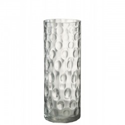 Vase cylindrique en verre transparent 15x15x40 cm