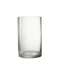 Vase cylindrique en verre transparent 15x15x25.5 cm