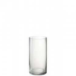 Vase cylindrique en verre transparent 15x15x30 cm
