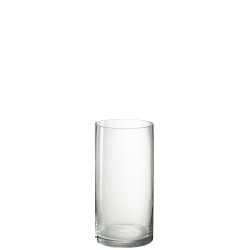 Vase cylindrique en verre transparent 15x15x30 cm