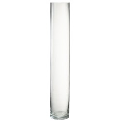 Vase cylindrique en verre transparent 10x10x61 cm
