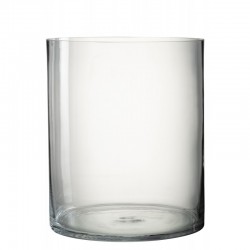Jarrón cilíndrico de vidrio transparente de 25x25x30 cm