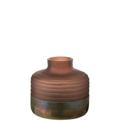 Vase rond avec col en verre multicouleur 22x22x21 cm