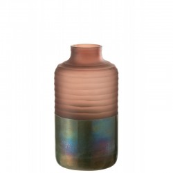 Vase cylindrique avec col en verre multicouleur 17x17x32 cm
