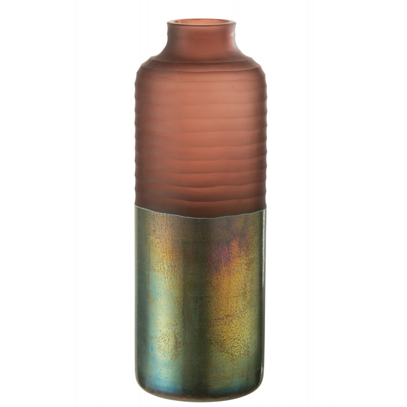 Vase cylindrique avec col en verre multicouleur 19x19x42 cm