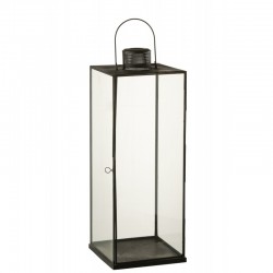 Lanterne carrée en verre noir 20.5x20.5x50.5 cm