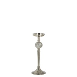 Candelabro de pie de aluminio plateado de 11x11x31 cm