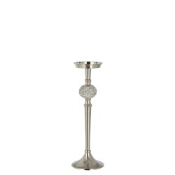 Candelabro de pie de aluminio plateado 11.5x11.5x36 cm