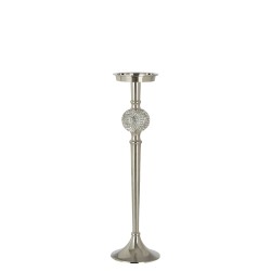 Candelabro de pie de aluminio plateado de 11.5x11.5x41.5 cm