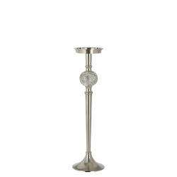 Candelabro de pie de aluminio plateado de 11.5x11.5x41.5 cm