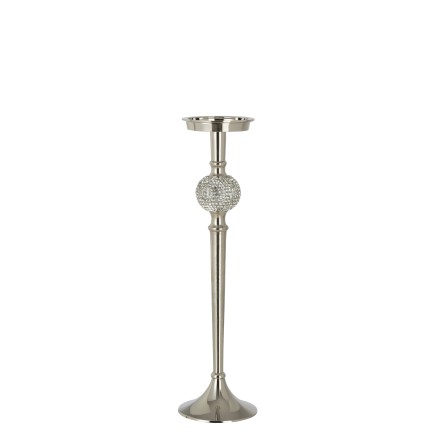 Candelabro de pie de aluminio plateado de 11.5x11.5x41.5 cm