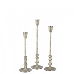 Set de 3 chandeliers en aluminium argent 10.5x10.5x45.5 cm