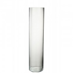 Vase tube en verre transparent 15.5x15.5x68 cm
