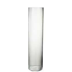 Vase tube en verre transparent 15.5x15.5x68 cm