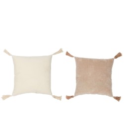Coussin carré à floches en coton 45x45cm