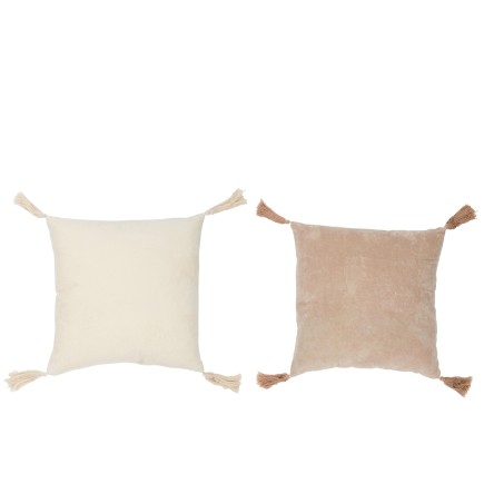 Coussin carré à floches en coton 45x45cm