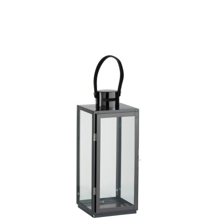 Lanterne carrée en verre et acier noir