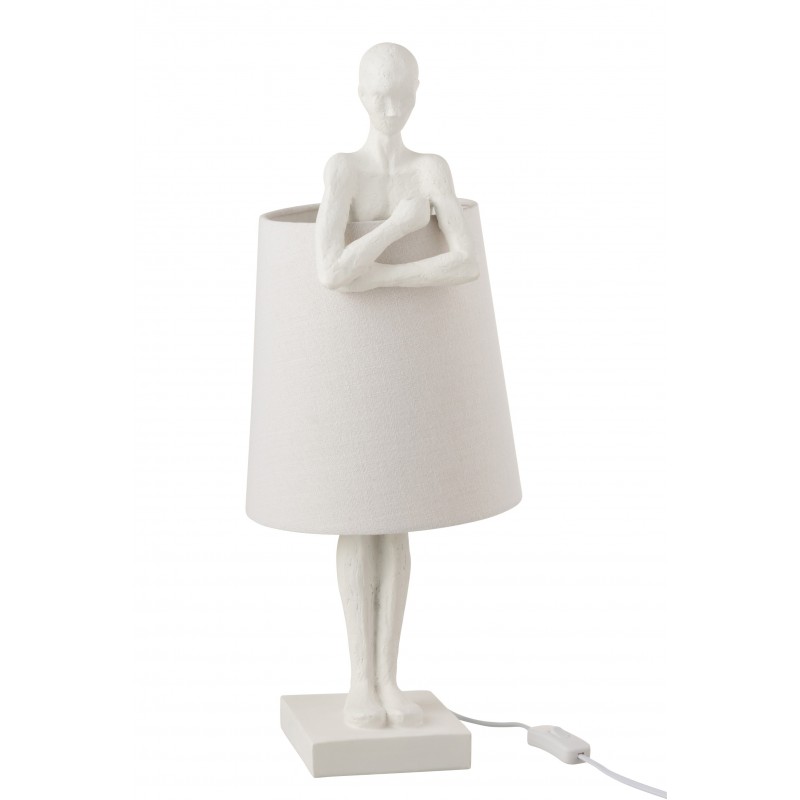 Lámpara figura apoyo resina blanca Alt. 58 cm