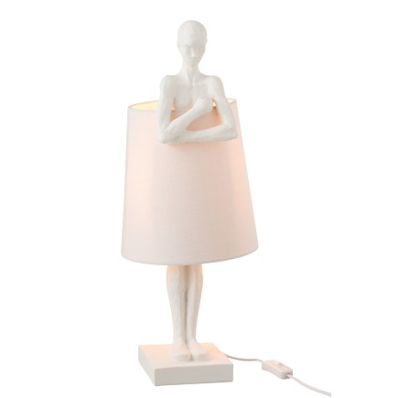 Lámpara figura apoyo resina blanca Alt. 58 cm
