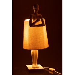 Lámpara figura apoyo resina blanca Alt. 58 cm