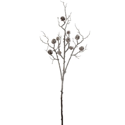 Branche pomme de pin artificielle argenté 118 cm