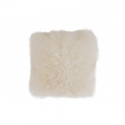 Coussin carré à peau de mouton en polyester blanc 45x45cm