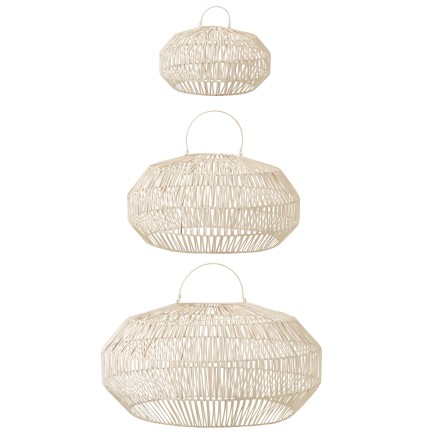 Set de 3 abats jours en bois blanc 79x79x39 cm