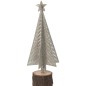 Árbol de Navidad decorativo de madera con luces led - metal plateado - natural 8x8x17.5 cm