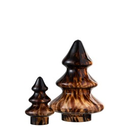 Árbol de Navidad decorativo con luces LED de vidrio marrón - negro 10x10x16 cm