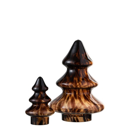 Árbol de Navidad decorativo con luces LED de vidrio marrón - negro 10x10x16 cm
