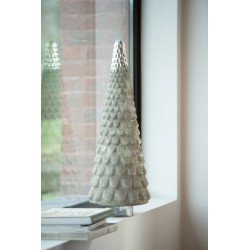 Sapin de Noël décoratif en verre argenté