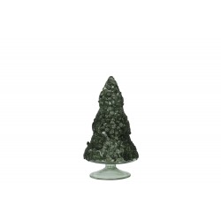 Sapin de Noël décoratif à led en verre vert 8.5x8.5x15.5 cm