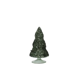 Albero di Natale decorativo a led in vetro verde 8.5x8.5x15.5 cm