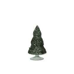 Árbol de Navidad decorativo con luces LED de vidrio verde de 8.5x8.5x15.5 cm