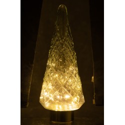 Albero di Natale decorativo a led in vetro trasparente 18x18x47 cm