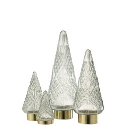 Árbol de Navidad decorativo con luces LED de vidrio transparente de 15x15x35.5 cm