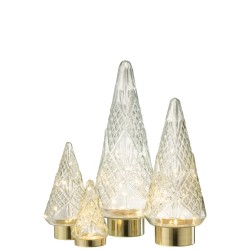 Albero di Natale decorativo a led in vetro trasparente 9x9x16 cm