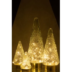 Albero di Natale decorativo a led in vetro trasparente 9x9x16 cm