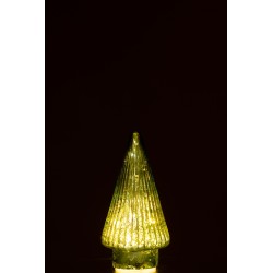 Árbol de Navidad decorativo con luces LED de vidrio verde de 9x9x19 cm