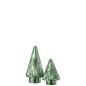 Árbol de Navidad decorativo con luces LED de vidrio verde de 9x9x19 cm