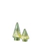 Árbol de Navidad decorativo con luces LED de vidrio verde de 9x9x19 cm
